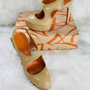 Via Spiga Platform Nude Patent Leather Heels Sz 10